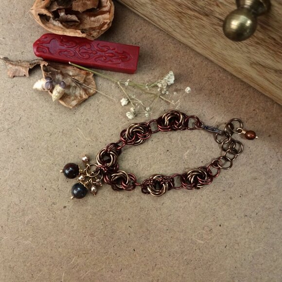 Copper Chainmaille Weave Bracelet - Picture 4 of 6